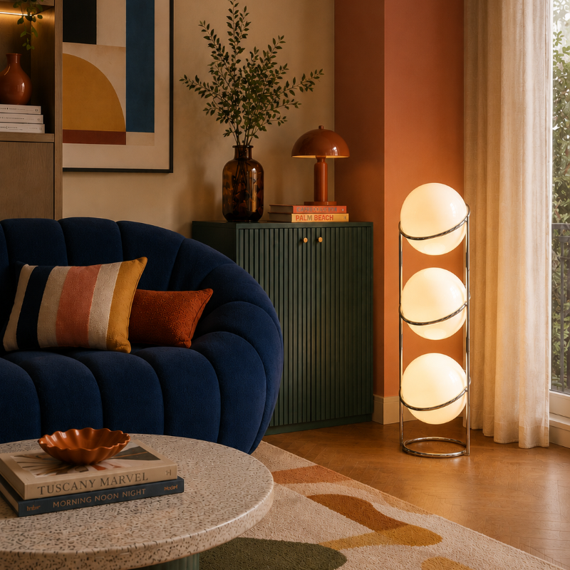 Lampadaire 3 Boule blanche