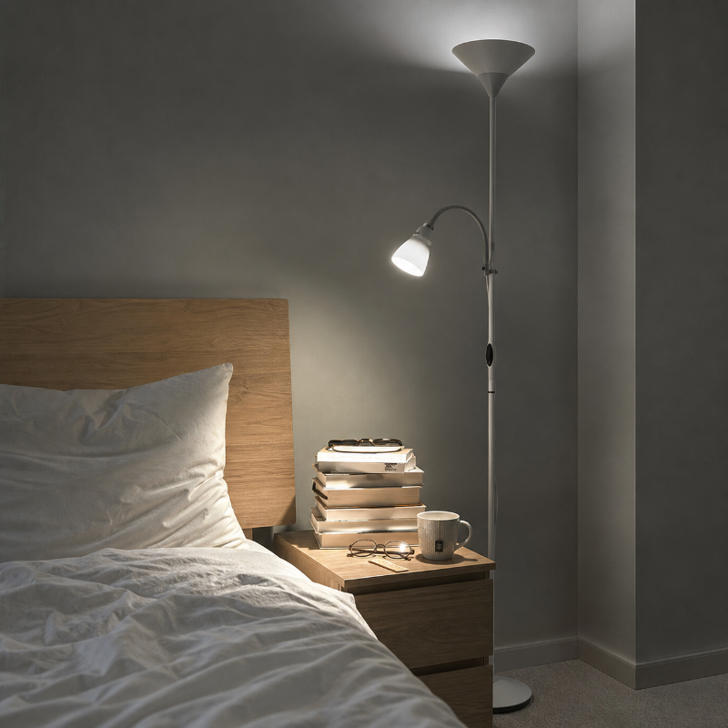 Lampadaire Liseuse blanc dans chambre