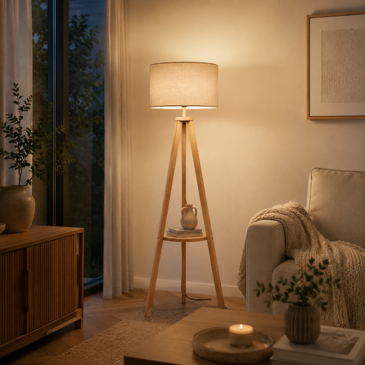 Lampadaire Trepied Bois Blanc