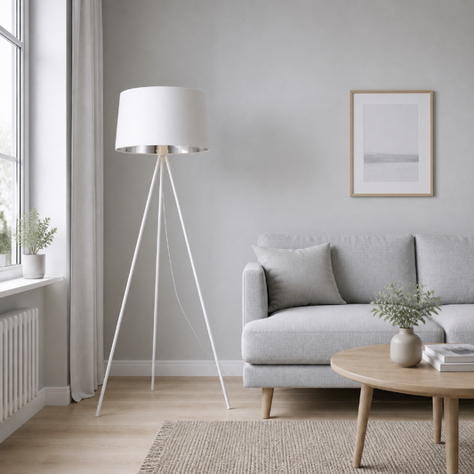 Lampadaire salon Trepied Blanc
