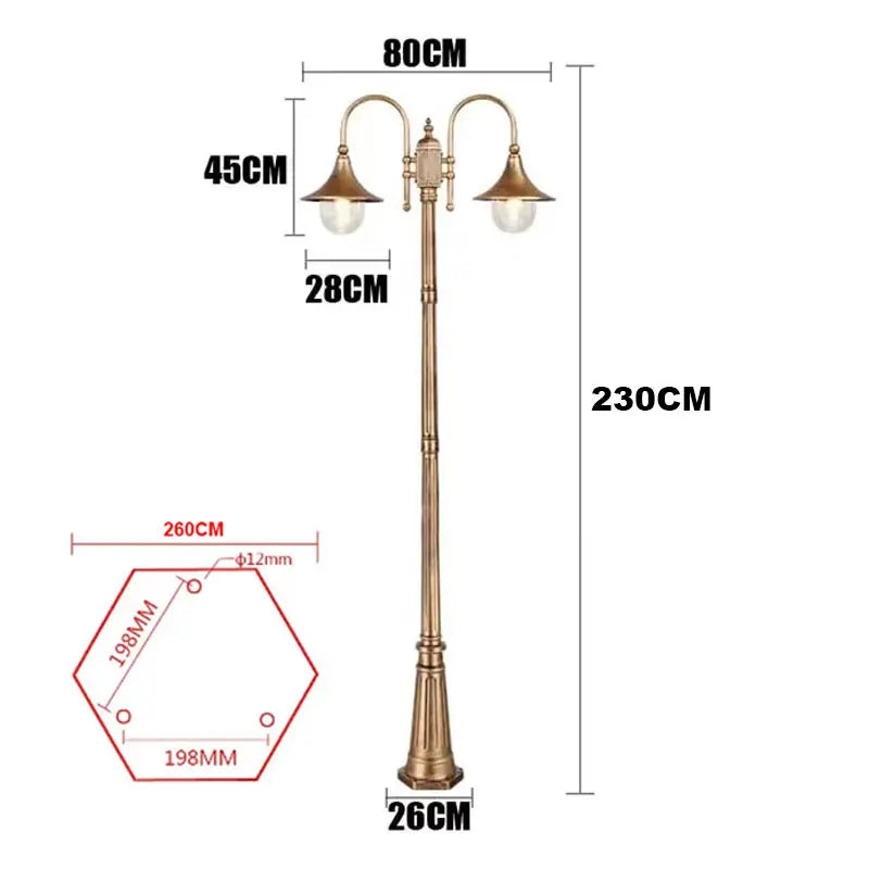Lampadaire Exterieur Vintage 2 tête