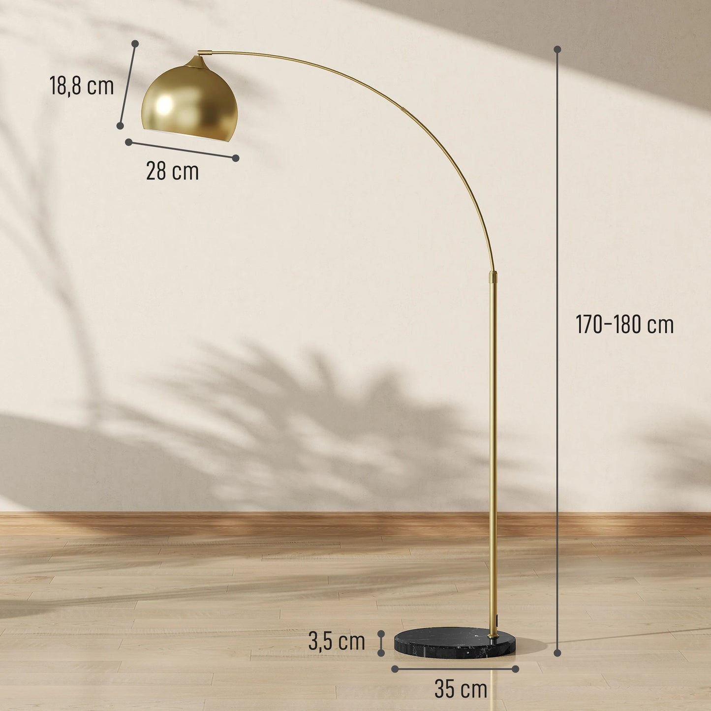 Lampadaire Arc Doré