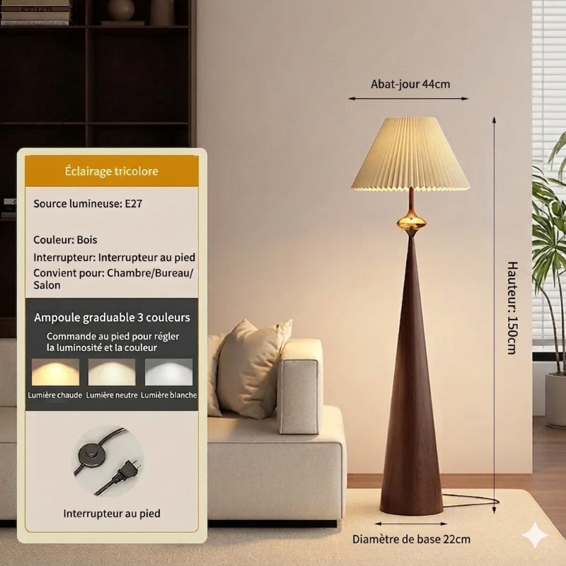 dimention lampadaire vintage abat jour