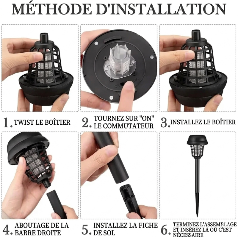 guide instalation Lampadaire Solaire Anti Moustique
