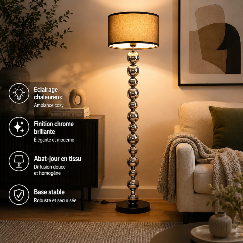 info Lampadaire Boule Chrome
