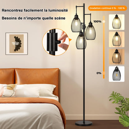 Nintiue Floor Lamp Living Room Dimmer 3 x 800LM LED Bulbs Included Living Room Floor Lamp with Elegant Teardrop Cage for Living Room Bedroom