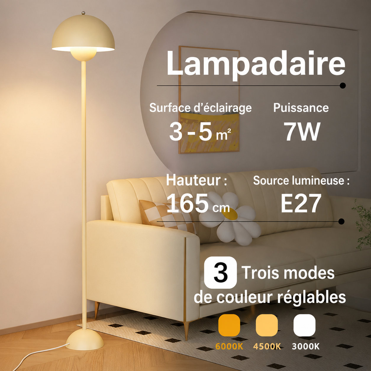 Lampadaire Sur Pied Beige