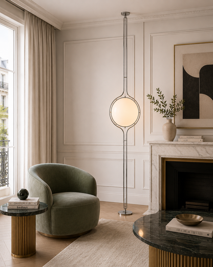 Lampadaire 1 Boule blanche plafond