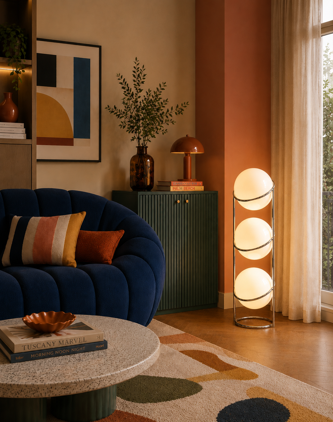 Lampadaire 3 Boule blanche