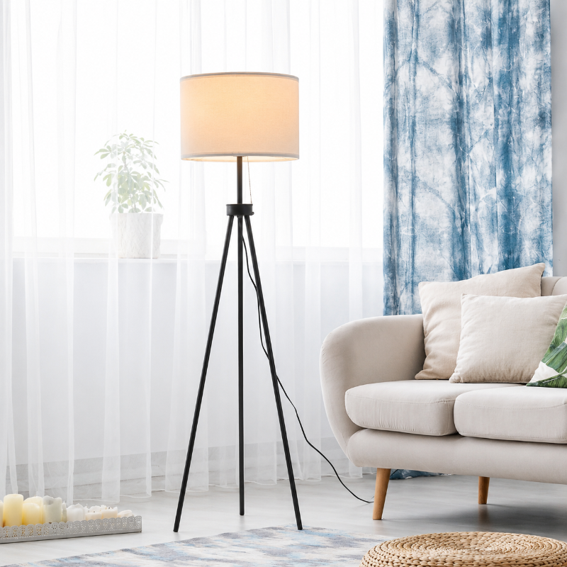 Lampadaire 3 Pieds blanc et noir 