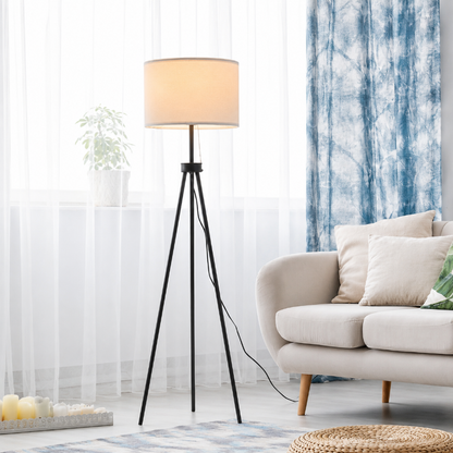 Lampadaire 3 Pieds blanc et noir 