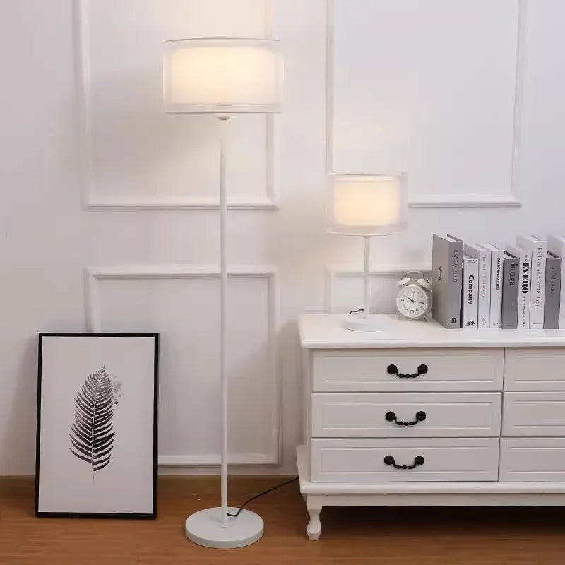 Lampadaire Abat Jour Tissu blanc