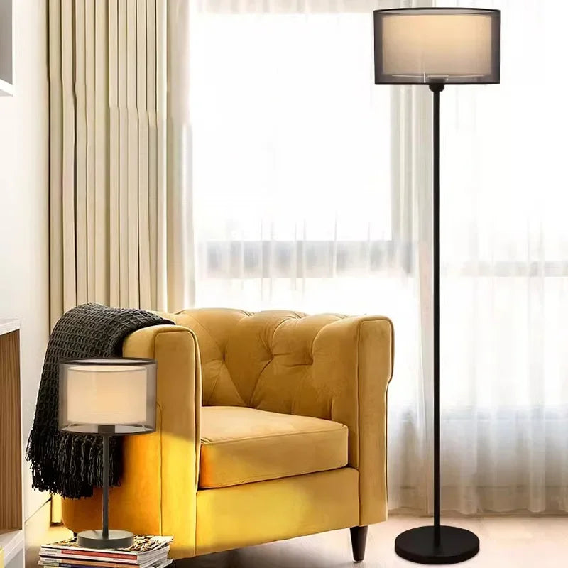 Lampadaire Abat Jour Tissu noir