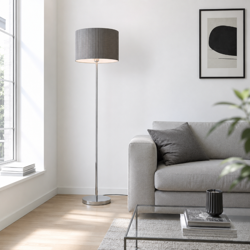 Lampadaire Abat Jour gris 