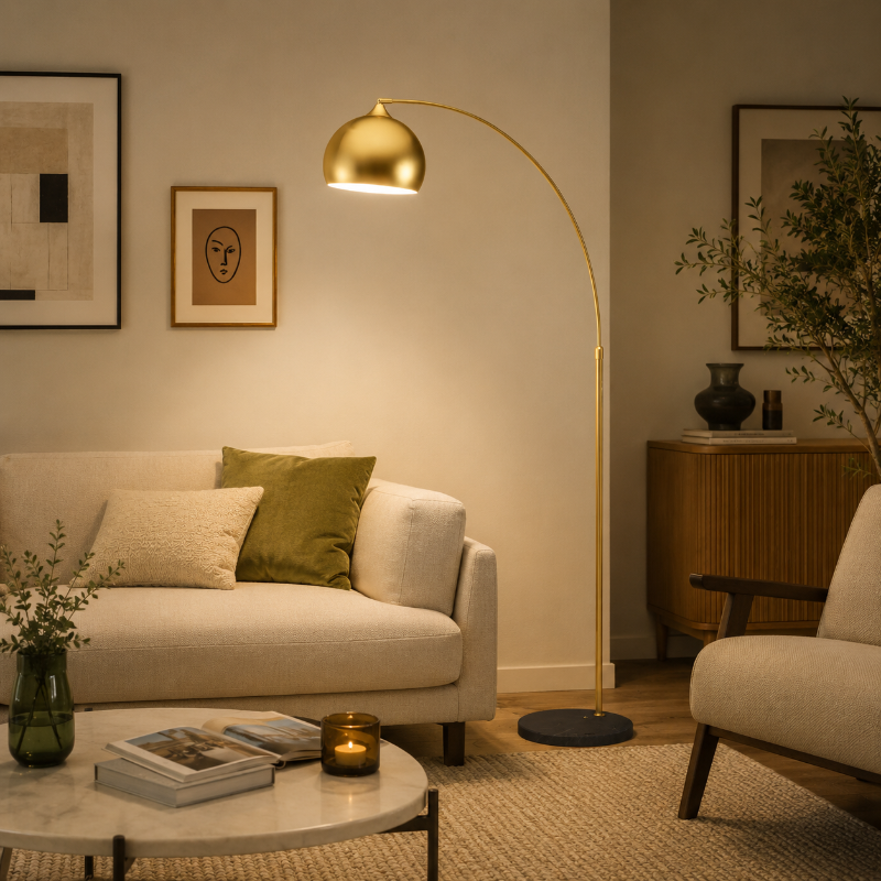 Lampadaire Arc Doré