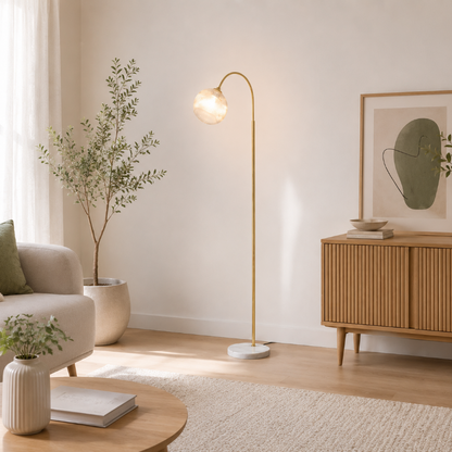 Lampadaire Arc Or marbre 