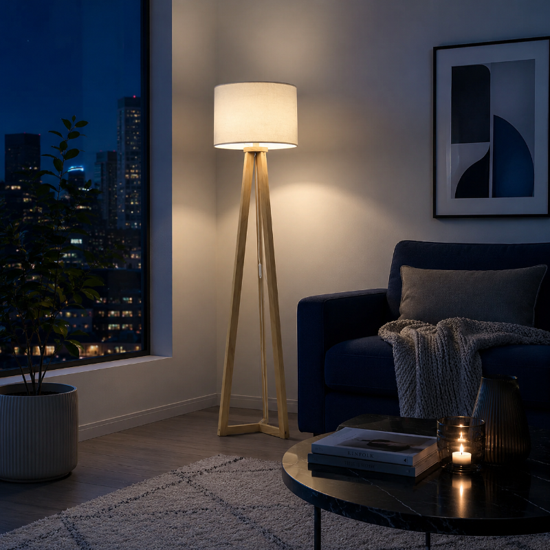 Lampadaire Blanc Bois