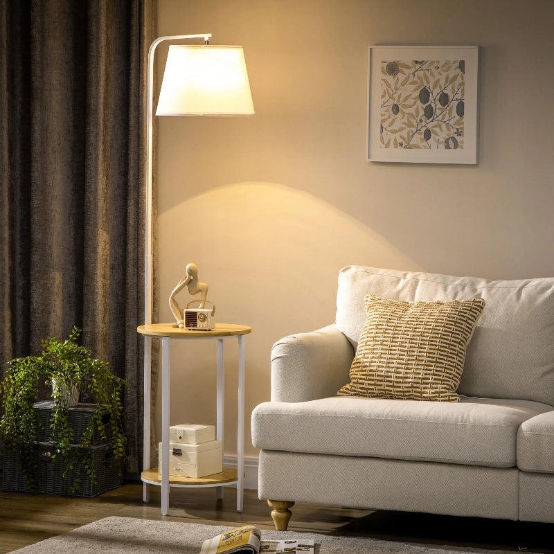 Lampadaire Bois Et Metal Blanc
