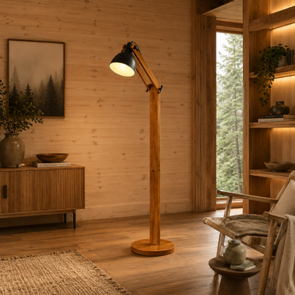 Lampadaire Bois Industriel