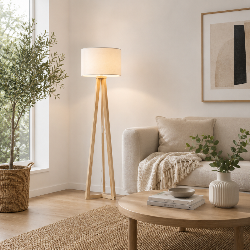 Lampadaire Bois blanc