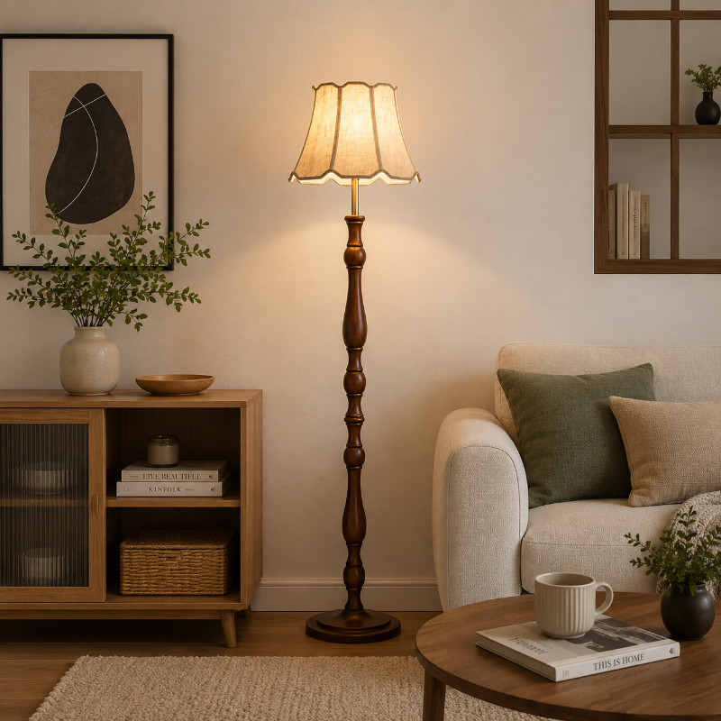 Lampadaire Bois salon foncé 