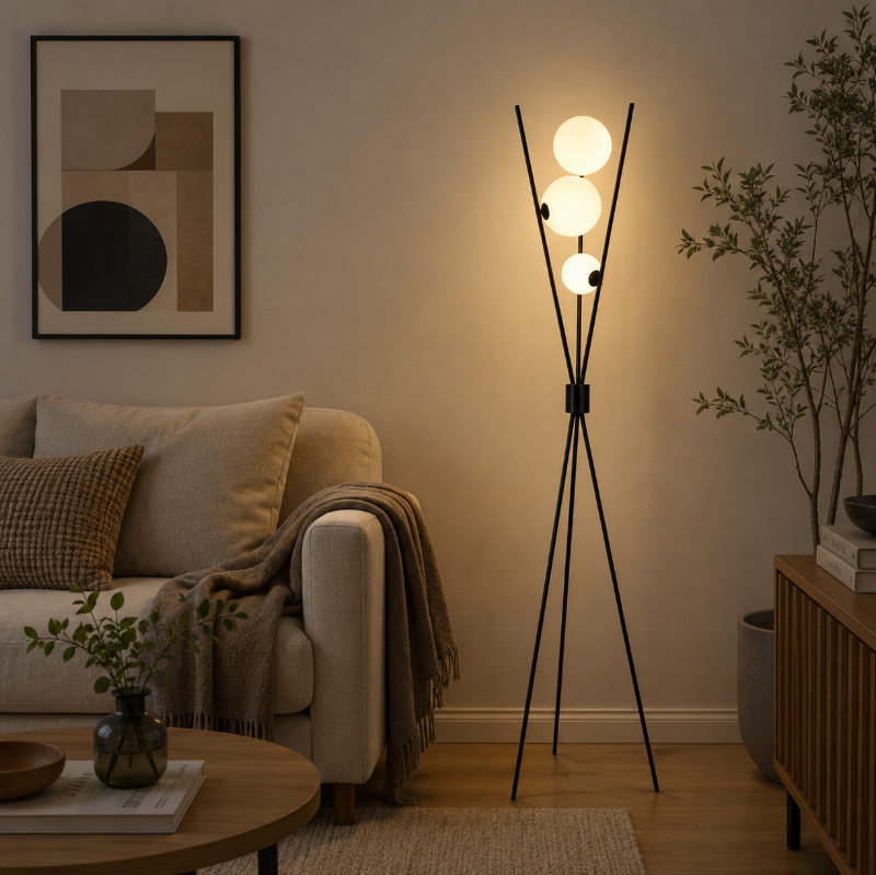 Lampadaire Boule Opaline
