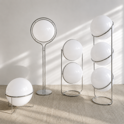 Lampadaire Boule blanche eteine