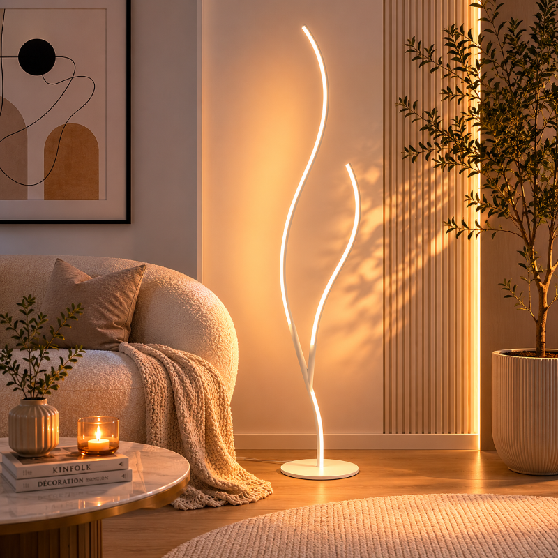Lampadaire Blanc Branche D'Arbre