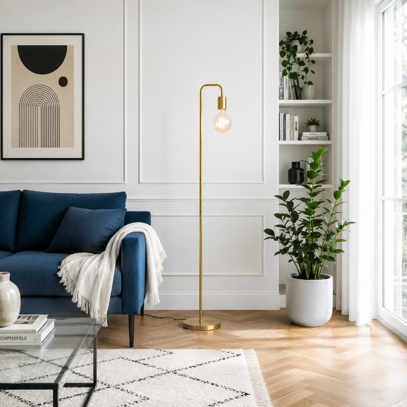 Lampadaire Doré ampoule 