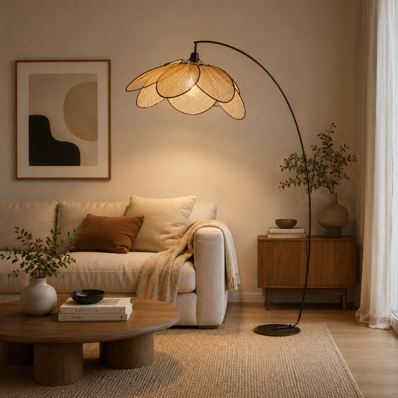 Lampadaire Fleur Rotin