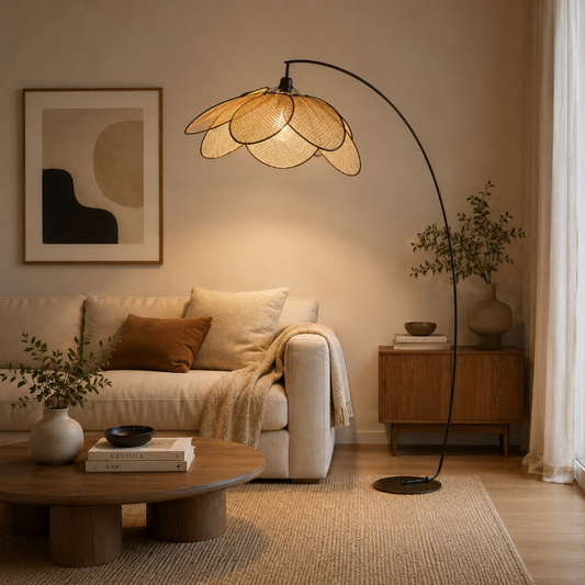 Lampadaire Fleur Rotin