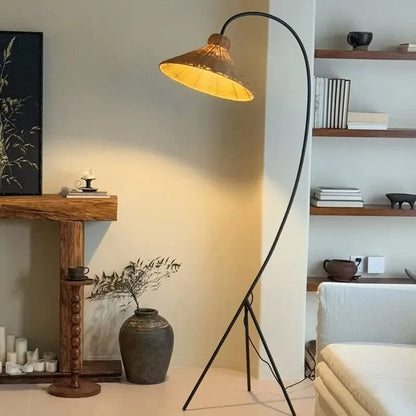 Lampadaire Japonais Rotin Bambou