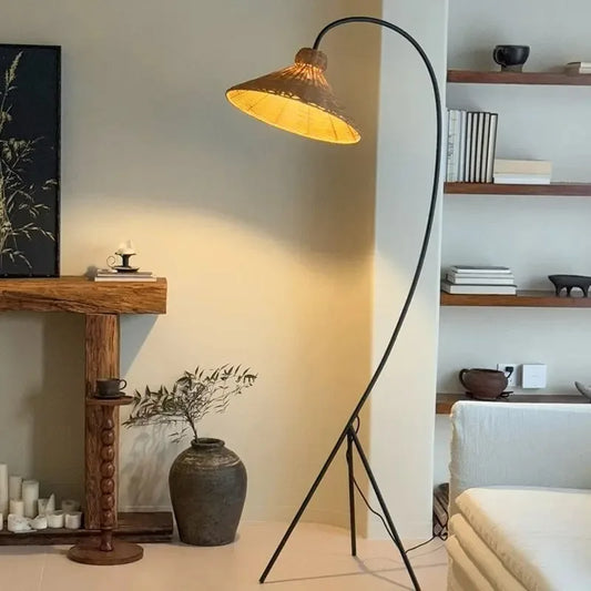 Lampadaire Japonais Rotin Bambou