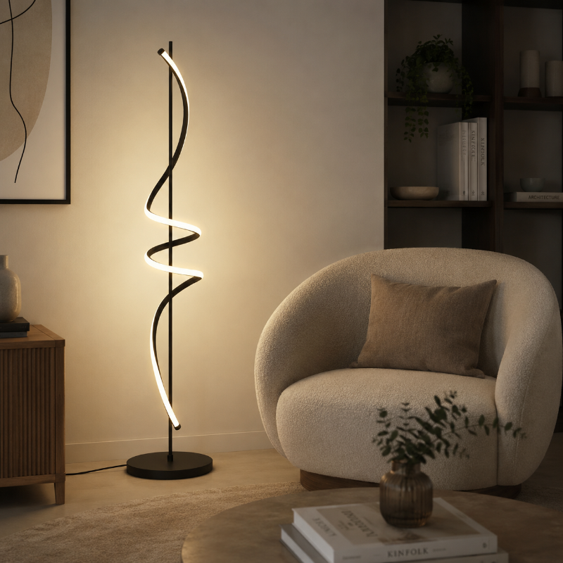 Lampadaire Led Noir allumé