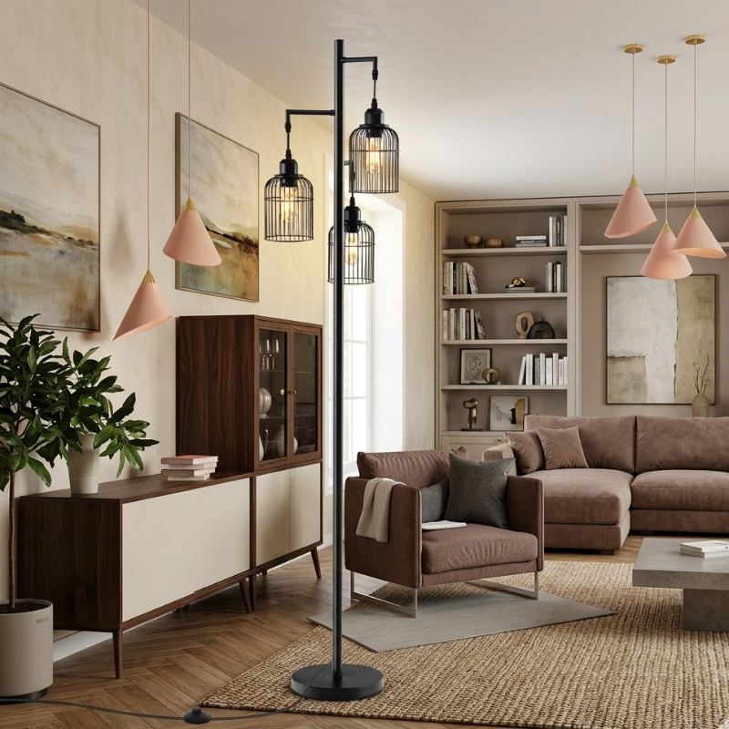 Lampadaire Noir 3 Ampoules