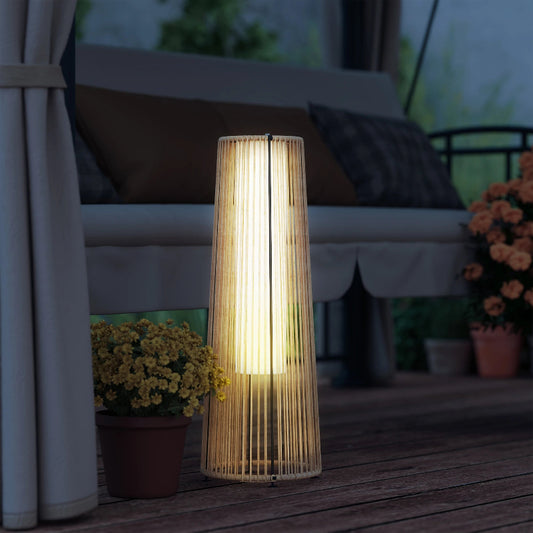 Lampadaire rotin nuit jardin 