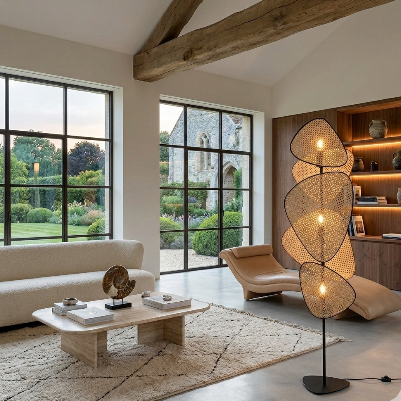Lampadaire Salon Cannage