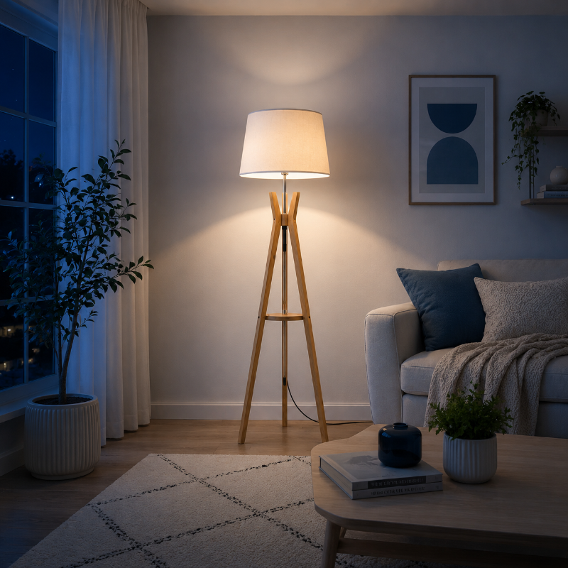 Lampadaire Salon Trepied bois