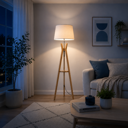 Lampadaire Salon Trepied bois