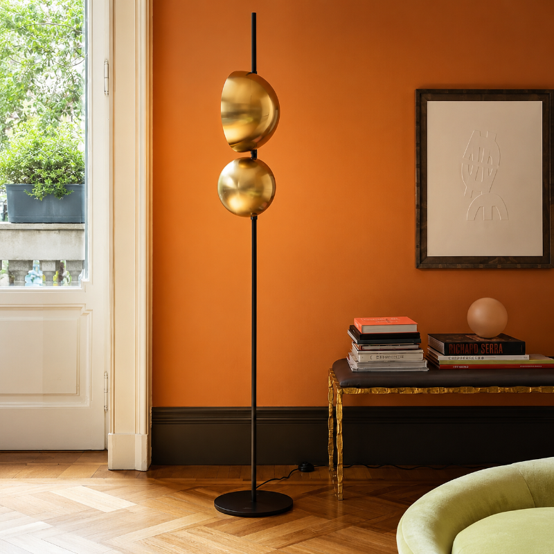 Lampadaire Sphere Doré sur pied