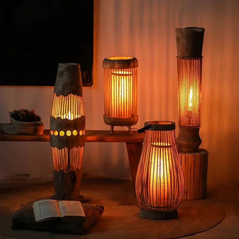 Lampadaire Wabi sabi bambou
