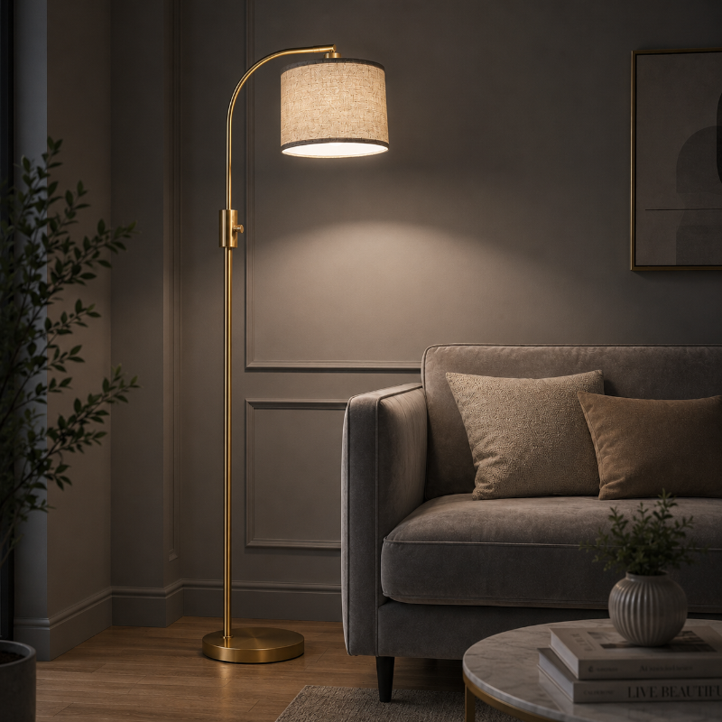 Lampadaire arc deporté Doré