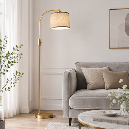 Lampadaire arc deporté Doré salon