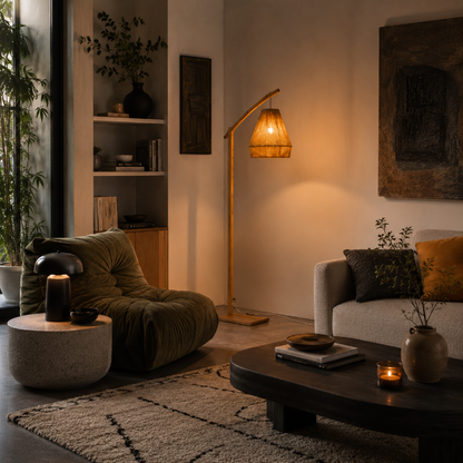 Lampadaire bambou sur pied 