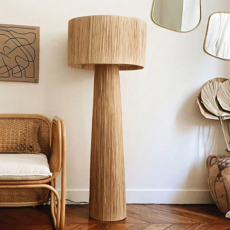 Lampadaire bois Raphia