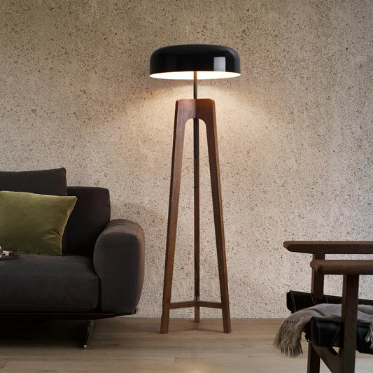Lampadaire bois et noir