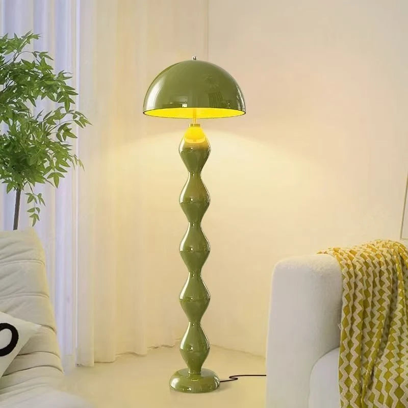 Lampadaire champignon vert salon 