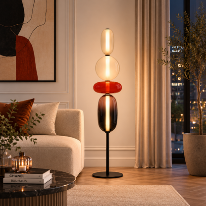 Lampadaire galet en verre 