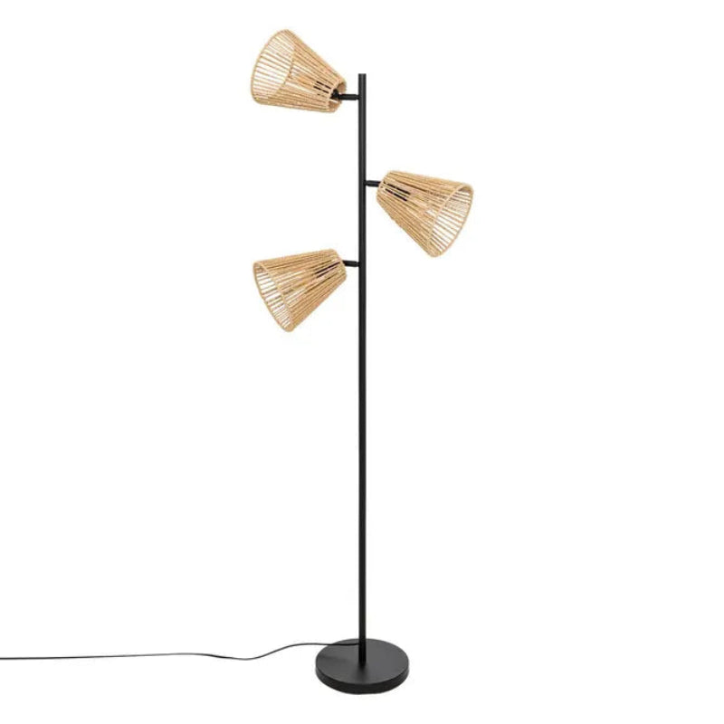 Lampadaire rotin 3 abat jours 