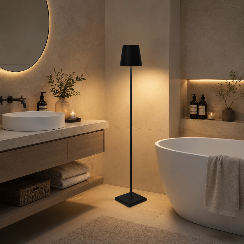 Lampadaire salle de bain noir